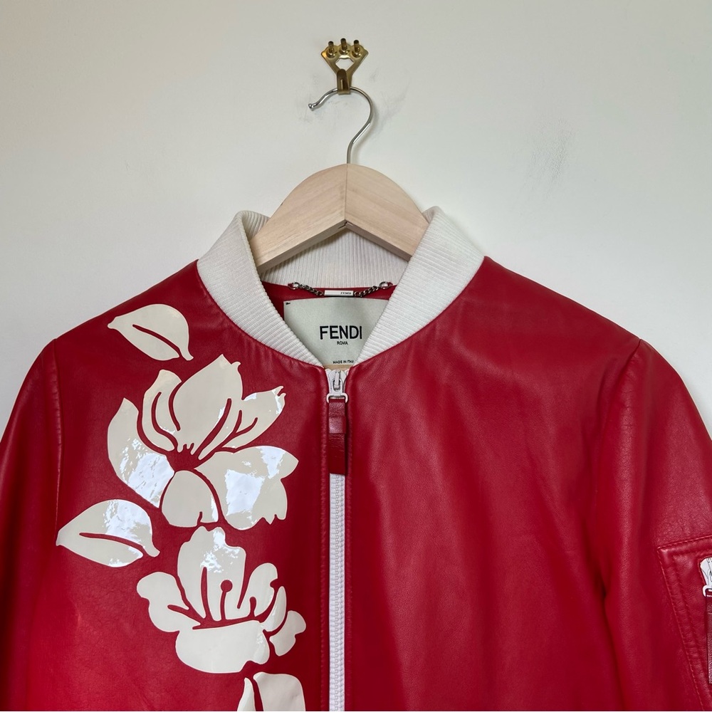 FENDI Leather Bomber Applique Jacket - Picture 3 of 13